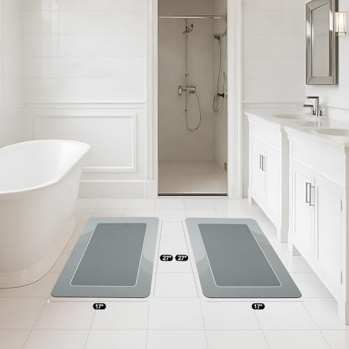 ArtyCozy Absorbent Soft Bath Mat 2 Piece, Grey, 17" × 27'' Plus 17'' × 27'' - color: Grey, size: 17'' × 27'' + 17'' × 27''