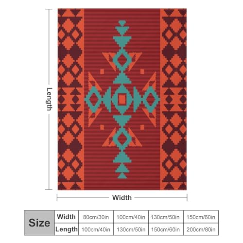 Aztec Throw Blanket, Red Native Southwestern Boho Blanket for Couch Bed Chair Outdoor Travel 30"x40" - color: Aztec-6, size: 30"x40"
