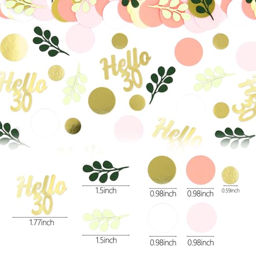 300PC 30TH Birthday Confetti for Table Pink and Sage Green Happy 30TH Birthday Decorations for Her Dots Hello 30 Confetti Scatters Thirty Party Decor Supplies - style: Pink Hello 30 Confetti