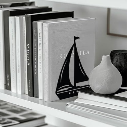 Peacoblue 5.3"x4.3"x7.1" Metal Bookends, Heavy Duty Book Ends for Shelves - style: Sailboat