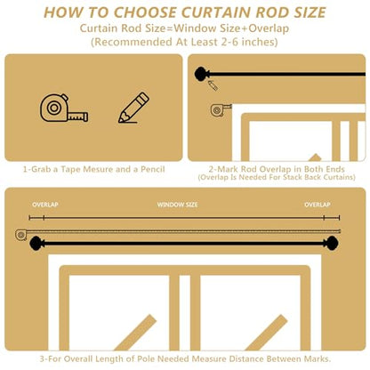 Gold Curtain Rods for Windows 66 to 120 Inches 1 Inch Adjustable - color: Gold, size: 66"-120"