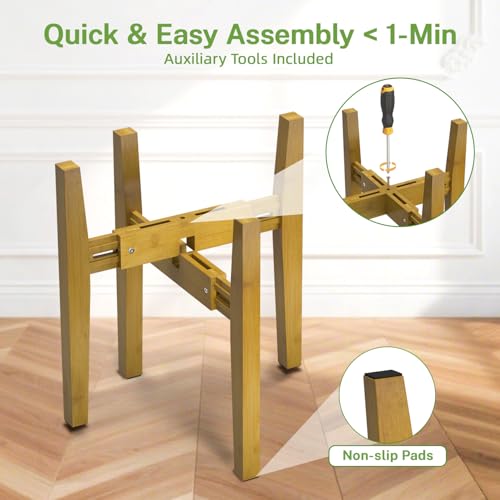 iDavosic.ly Adjustable Bamboo Plant Pot Stand, Fits 8-12 In Planter, Brown - color: Bamboo Brown, size: 1 Pack