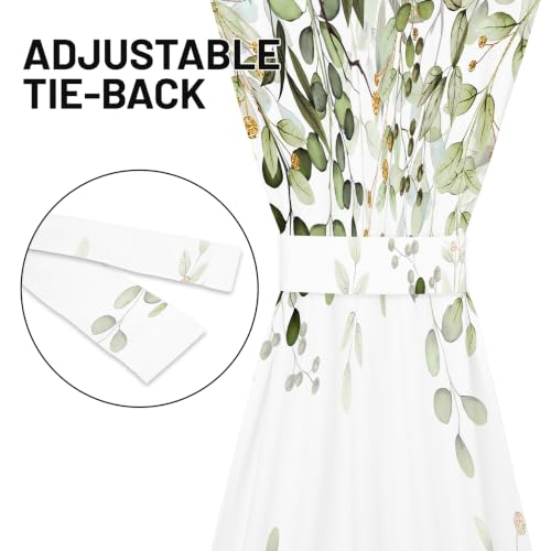 Sage Green Eucalyptus Leaves French Door Curtain 1 Panel, Privacy 26x40 in - color: Eucalyptus Leaves-green, size: 26"W x 40"L (Pack of 1)