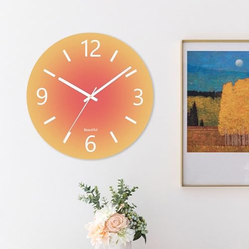 Tempered Glass Wall Clock, 14 Inch Sunset Decorative Clock - color: Sunset