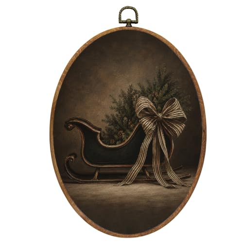 Mcehtle Coquette Bow Sleigh Christmas Tree Wall Art Decor Framed 8.6x11.4 - color: 28