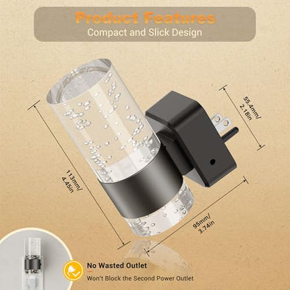 JandCase Bubble Night Lights Plug into Wall,5000K White Nightlight Dimmable - color: Pure Black