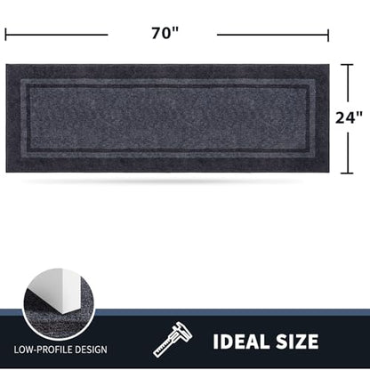 PURRUGS Hallway Runner Rug, 24" x 70", Bluish Grey & Charcoal - color: Bluish Grey & Charcoal, size: 24" X 70"