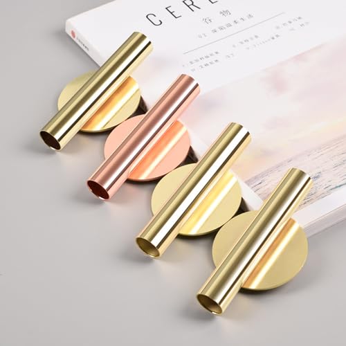 AIM & GGKK Wall Planters,4 Pcs Wall Mounted Metal Hanging Plant Holder for Indoor Small Gold Boho Flower Vase Tube for Modern Home Decor Display Art Bedroom Bathroom Living Room