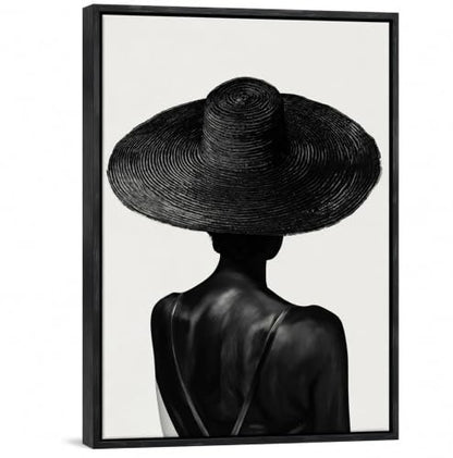 Licravoic Framed Fashion Black Woman Canvas Wall Art 12x16 Inch - color: Back view, size: 16"L x 12"W