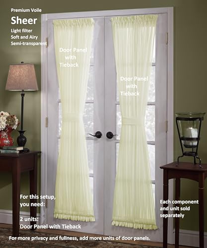 Today's Curtain, Emelia Door Panel Sheer 26", Ecru, 41" W x 26" L, with Tieback - color: Ecru, size: 41"W x 26"L (Pack of 1)
