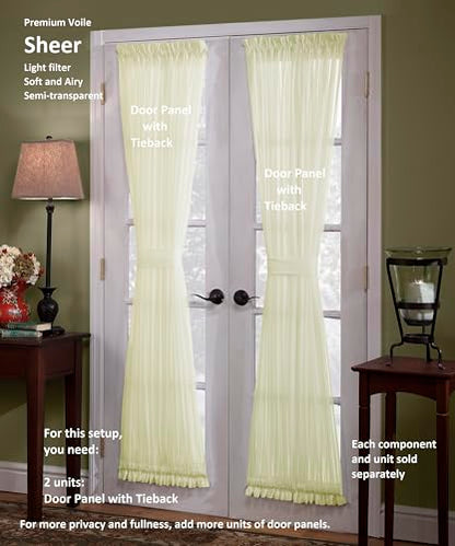 Today's Curtain, Emelia Door Panel Sheer 36", Ecru, 41" W x 36" L, with Tieback - color: Ecru, size: 41"W x 36"L (Pack of 1)