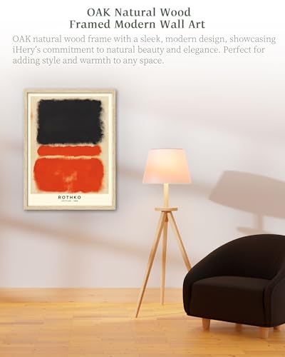 iHery 12x16in Natural OAK Wood Framed Black Orange Abstract Wall Art - color: OAK Framed Rothko 1968, size: 16"L x 12"W