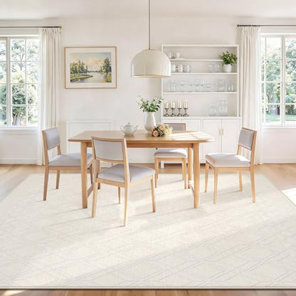 5x7 Area Rugs Washable Rug: Geometric Moroccan Farmhouse Rugs Large Living Room Rug Modern Neutral Soft Non-Slip Low Pile Printed Pattern Carpet for Bedroom Dining Room Nursery Office (Beige, 5'x7') - size: 5' x 7' (Rectangular)