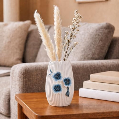 Small White Vase, Modern Ceramic Vases for Centerpieces, 7 Inch - color: White and Dark Blue, size: 7 inch