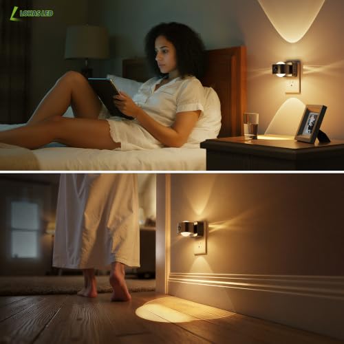 L LOHAS LED Night Light, Motion Sensor Night Lights Plug in Wall Projector - color: Black-Motion