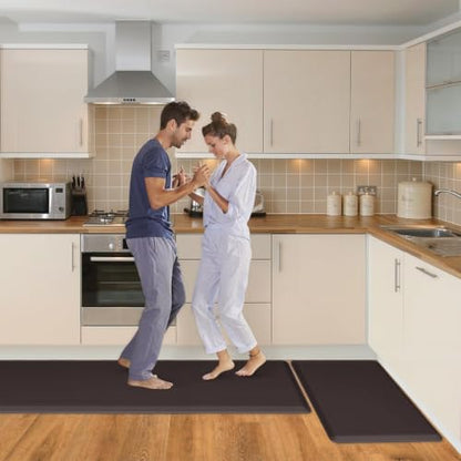 HappyTrends 2 PCS Kitchen Mat Cushioned Anti-Fatigue Floor Mat, - color: Chocolate, size: 20"x30"+20"x60"