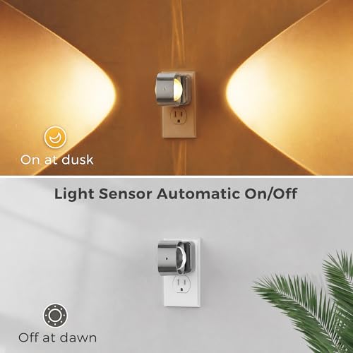 L LOHAS LED Night Light Projector, Night Lights Plug into Wall Light Sensor - color: Silver