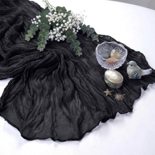 10 Pack Black Cheesecloth Table Runner 17 x 108 Inch - color: Black, size: 10Pcs - 9 Ft