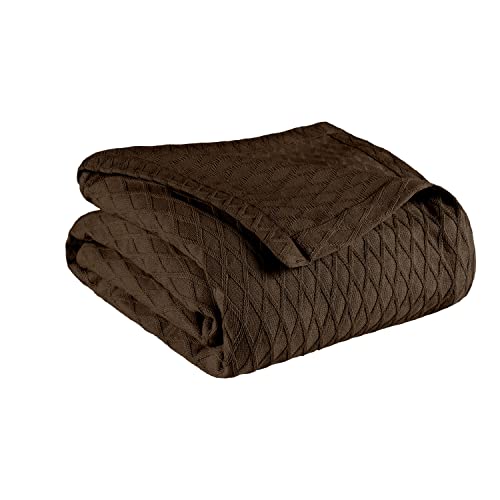 Superior Diamond Weave All-Season Cotton Blanket, Cover for Home, Couch, Bed, Soft, Warm Blankets, Boho Aesthetic, Comfy, Cozy, and Cute Covers, Decorative Bedding Essentials, King, Chocolate - color: Chocolate, size: King
