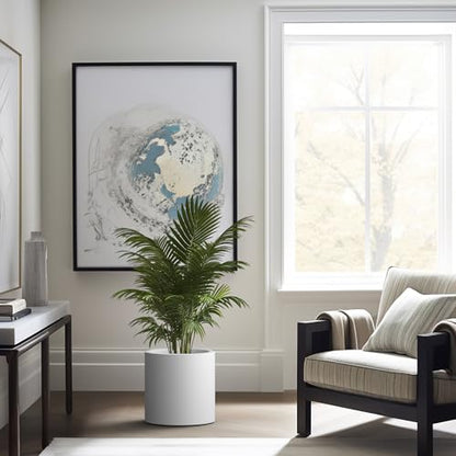 Kante Accent Round Cylinder White Concrete Planter 12.9" Tall, Outdoor - color: Pure White, size: 12.6" Dia