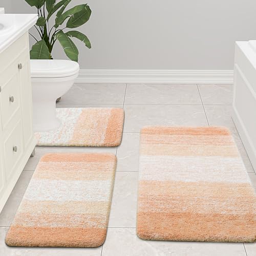 Arotive Microfiber Bathroom Rugs, Shaggy Soft Absorbent Bath Rug, 47x24 - color: Peach, size: 47" X 24"