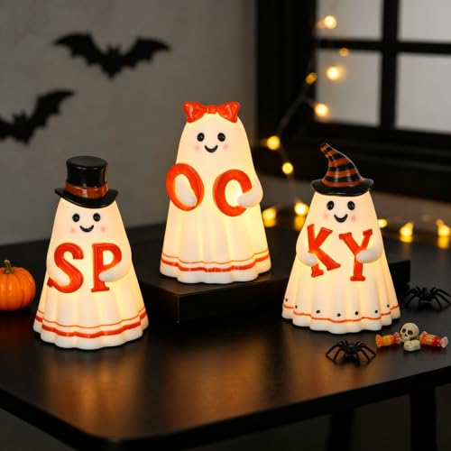 Wondise Spooky Ghost Halloween Flameless Candles with 6hrs Timer - color: 2-Ghost