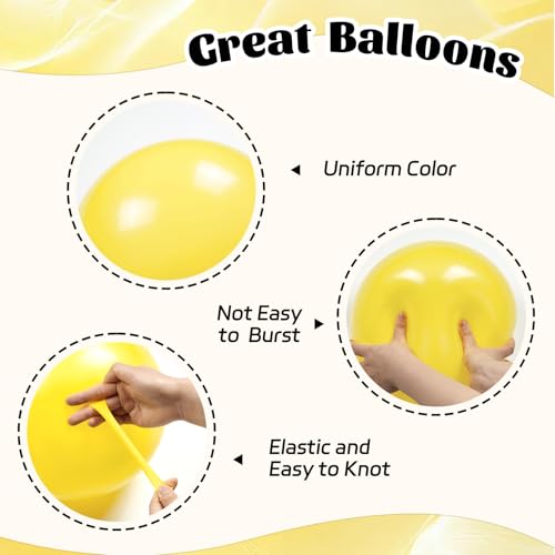 60pcs Yellow and White Balloons 12inch with Gold Confetti Balloons - color: Pastel Yellow