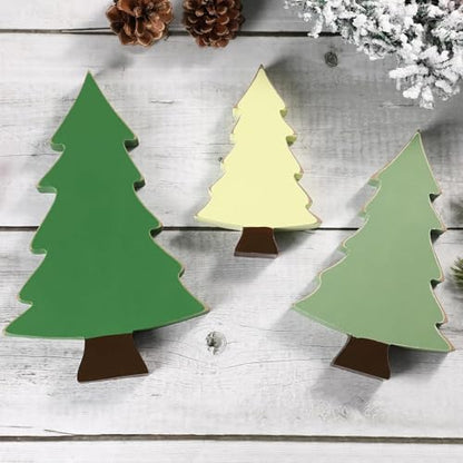 Christmas Decorations-3PCS Wooden Christmas Tree Sign-Rustic Christmas Tree for Tabletop Tiered Tray Shelf Mantel Fireplace Decor