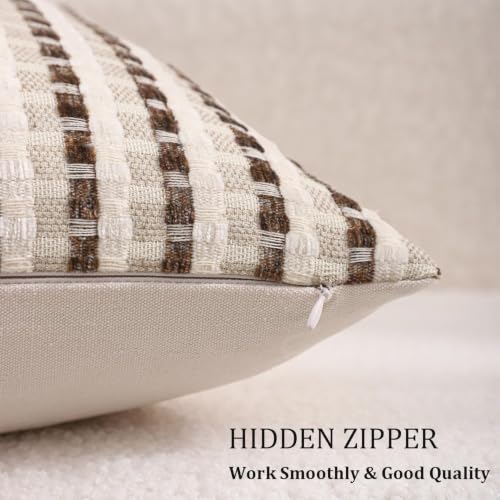 Boho Jacquard Throw Pillow Covers 16x16 Inch Set of 2 Beige Brown - color: Beige+brown, size: 16" x 16" (Pack of 2)