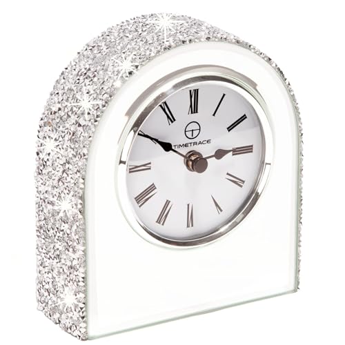 Mirror Glass Diamond Inlaid Decorative Table Clock for Indoor Display - color: Diamond