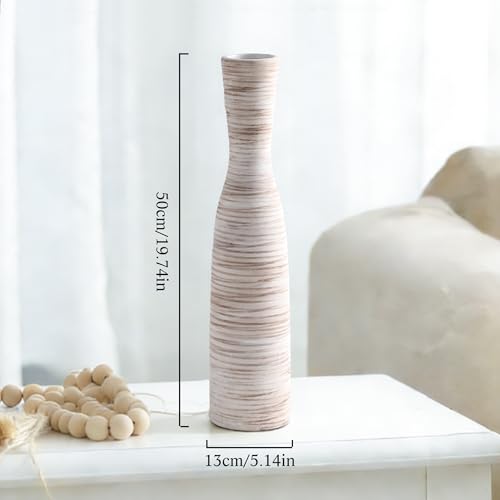 ALMA Tall Skinny Floor Vase, 20" White & Brown Modern Vases for Flower - color: Bow-white-20"