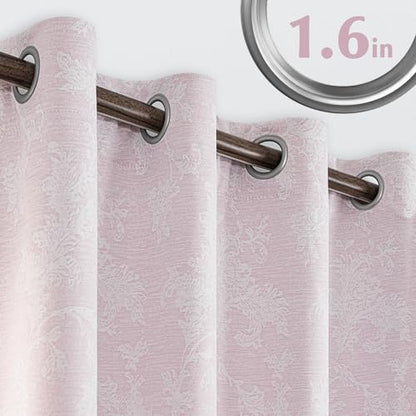FMFUNCTEX Pink Floral Jacquard Blackout Curtains, 52X96 Inches, 2 Panels - color: Pink, size: 52"W x 96"L (Pack of 2)