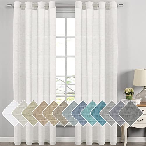H.VERSAILTEX White Linen Sheer Curtains 108" 2 Panels Grommet - color: White, size: 52"W x 108"L (Pack of 2)