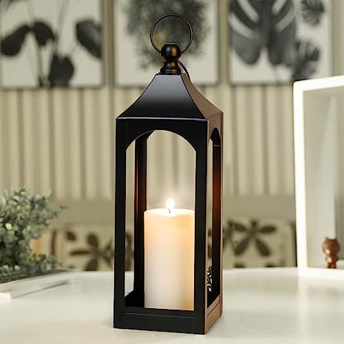 Modern Farmhouse Lantern Decor Metal Decorative Hanging Candle Lanterns - size: Medium