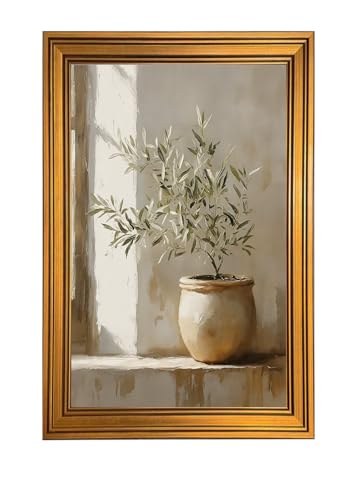 Vintage Gold Framed Olive Tree Wall Art,16x24in - color: Plants, size: 16"x24"