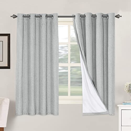 H.VERSAILTEX 100% Blackout Curtains for Bedroom Thermal Insulated Linen Textured Curtains Heat and Full Light Blocking Drapes Living Room Curtains 2 Panel Sets, Glacier Gray, 52x63 Inch - color: Glacier Gray, size: 52"W x 63"L (Pack of 2)