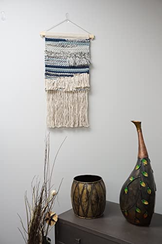 Home&Manor Wool and Cotton Macrame Wall Hanging with Rod Included