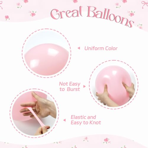 60pcs Pink Bow Balloons 12inch with Pink White Clear Bow Balloons - color: Pastel Pink