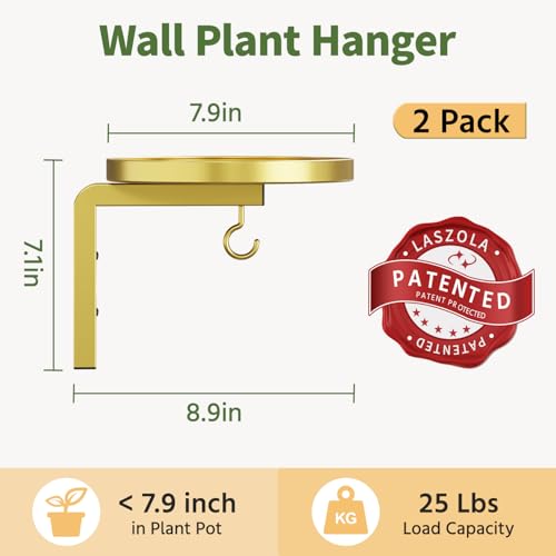 LASZOLA Plant Hanger Holder Window Shelf Wall Mounted Indoor, 2 Pcs Gold - color: Gold, size: 2