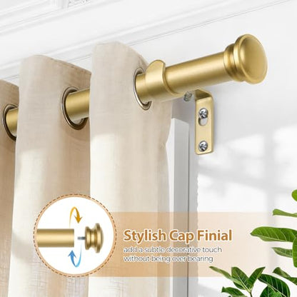 TONIAL Curtain Rods for Windows, 32 to 86 Inch, Gold, Single Drapery Rod - color: Gold, size: 32-86"