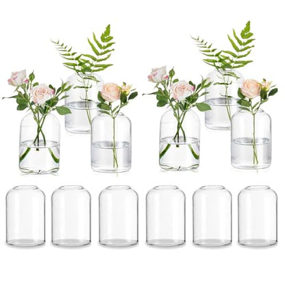 Glasseam Glass Bud Vases for Single Stem Flower, Small Clear Vase Set of 12 - size: S-12Pcs