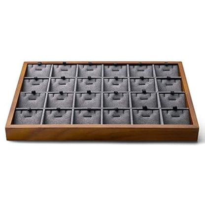 Oirlv Wooden Jewelry Tray,Jewelry Drawer Organizer,Necklace Display Tray - color: Grey 24 grid necklace/pendant jewelry tray
