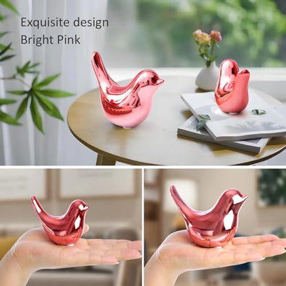 Notakia Pink Bird Figurines Set of 2 Small Bird Statues Home Decor - color: 2pcs Pink Birds