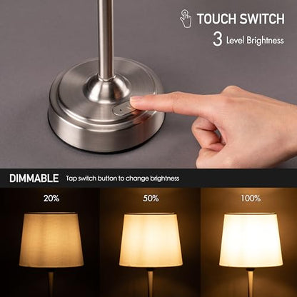 O'Bright Seraph Cordless Rechargeable LED Table Lamp, Brushed Nickel - color: Brushed Nickel