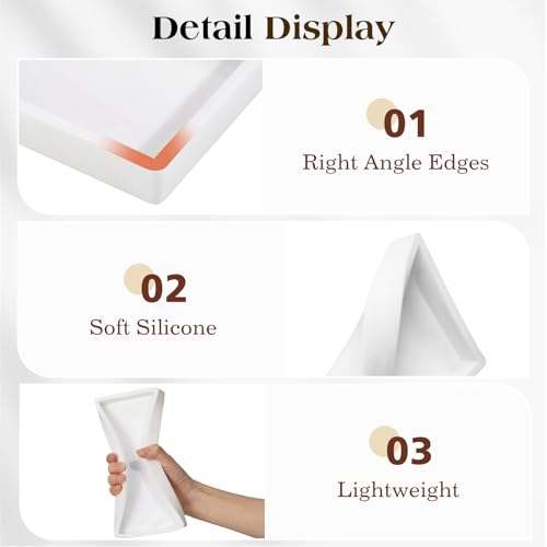Luxspire 2 Pack Silicone Bathroom Tray 7.9" Vanity Tray, White - color: White, size: 7.87 × 3.94 × 0.79 in