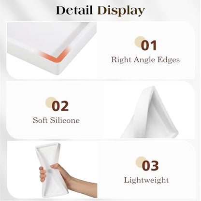 Luxspire 2 Pack Silicone Bathroom Tray 7.9" Vanity Tray, White - color: White, size: 7.87 × 3.94 × 0.79 in