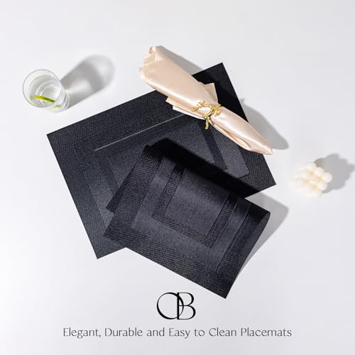 Placemat Set of 4 - Easy Clean Woven Vinyl Placemats for Dining Table, Indoor/Outdoor Place Mats, Washable PVC Table Mats（Black Cube） - color: C-black Cube