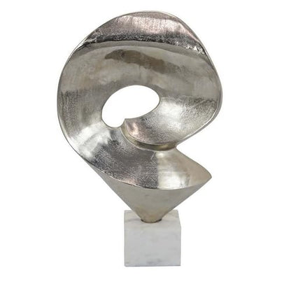 Benjara 24" Tabletop Home Decor Piece- Modern Art Sculpture- Chrome Metal