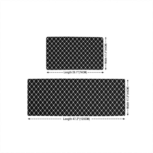 Feelyou Black White Geometric Kitchen Rugs Sets 2PCS Easy Geometric Stripe Line Kitchen Mats for Floor Modern Art Cushioned Anti Fatigue Simple Style Waterproof Non-Slip Rugs Accessories - color: Black White