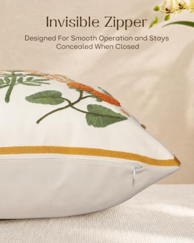 Embroidered Floral Lumbar Pillow Cover 20x12 Inch, Meadow Flower - color: Meadow Flower, size: 20" x 12" (Pack of 1)